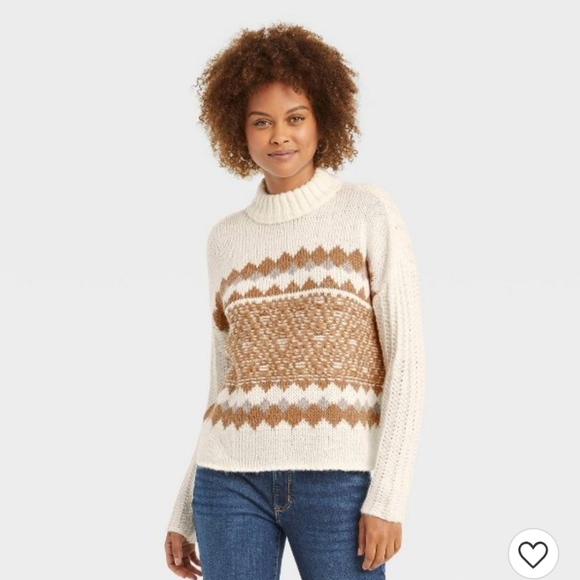 Fairisle Pullover Cropped Sweater Xs 